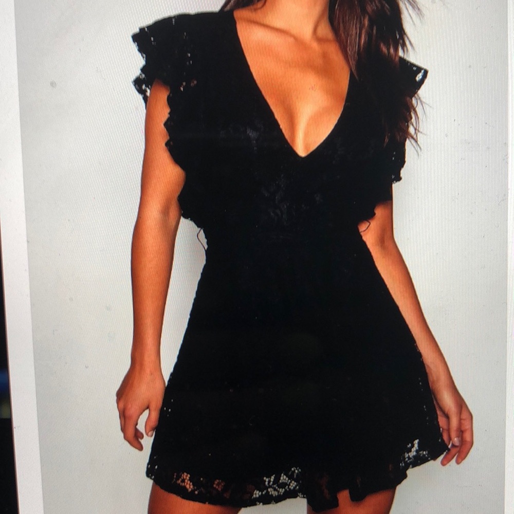 Boohoo Black Lace Skater Dress